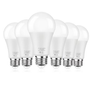 6-pack a19 led light bulbs, 100w equivalent 5000k daylight white led bulb, super bright 11w 1400 lumens, e26 standard medium base, no flicker non-dimmable, lighting for bedroom living room home office