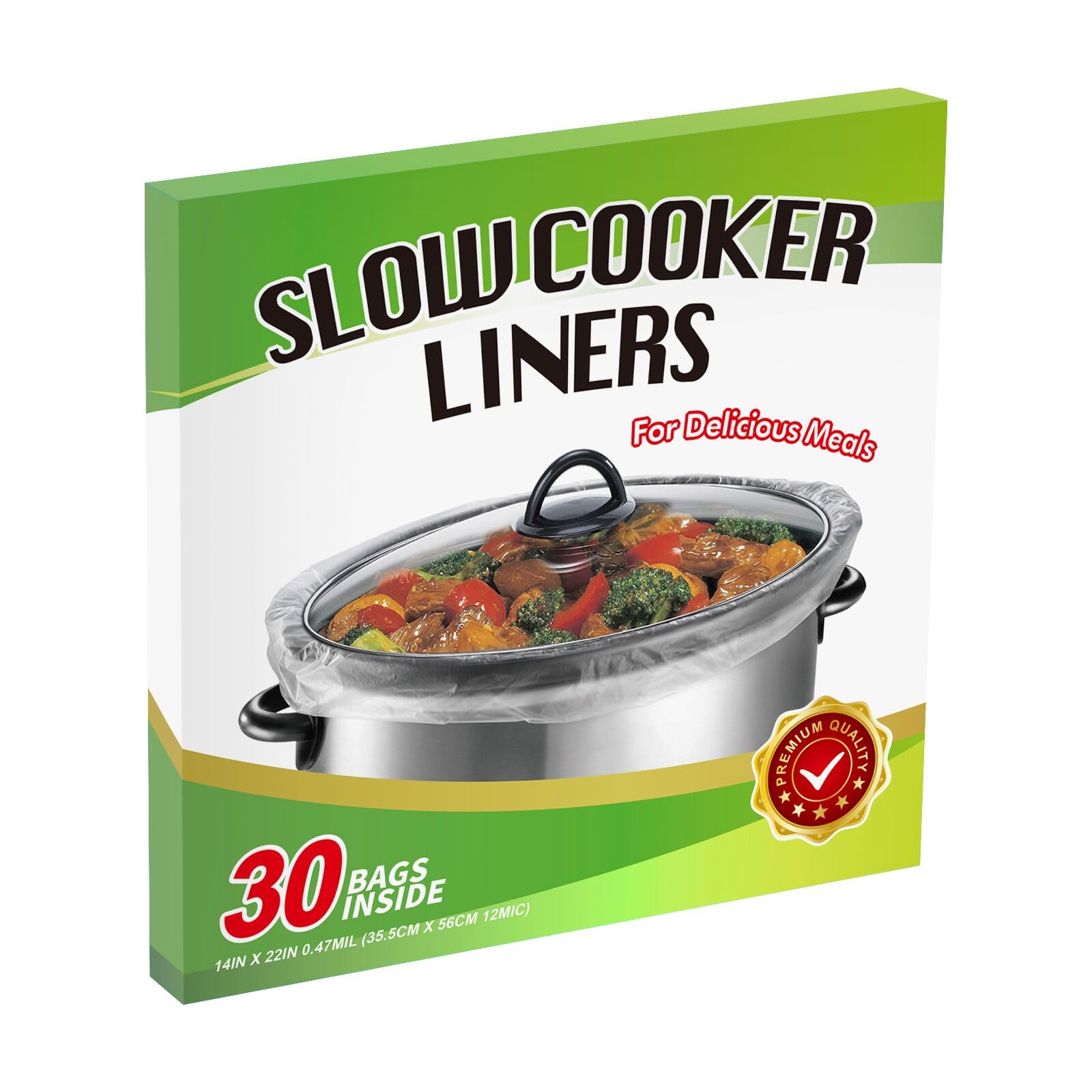 30×Slow Cooker Liners and Cooking Bags, Extra Large Cooking Liner Disposable Pot Bags, Fit 6QT to 10QT for Slow Cooker, Oval & Round Pot 14"x 22" /Bag