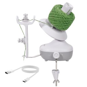 etcokei yarn winder, electric yarn ball winder for crocheting, compact yarn cake winder with strong tension stepless speed, automatic yarn spinner wool winder, ideal helper for knitting lovers(white)