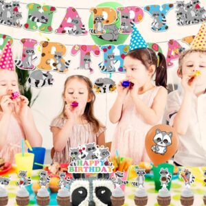 Raccoon Party Decorations Raccoon Birthday Party Supplies Includes Raccoon Birthday Banner Spirals Cake Topper Cupcake Toppers Balloons For Woodland Raccoon Birthday Party Baby Shower Decorations