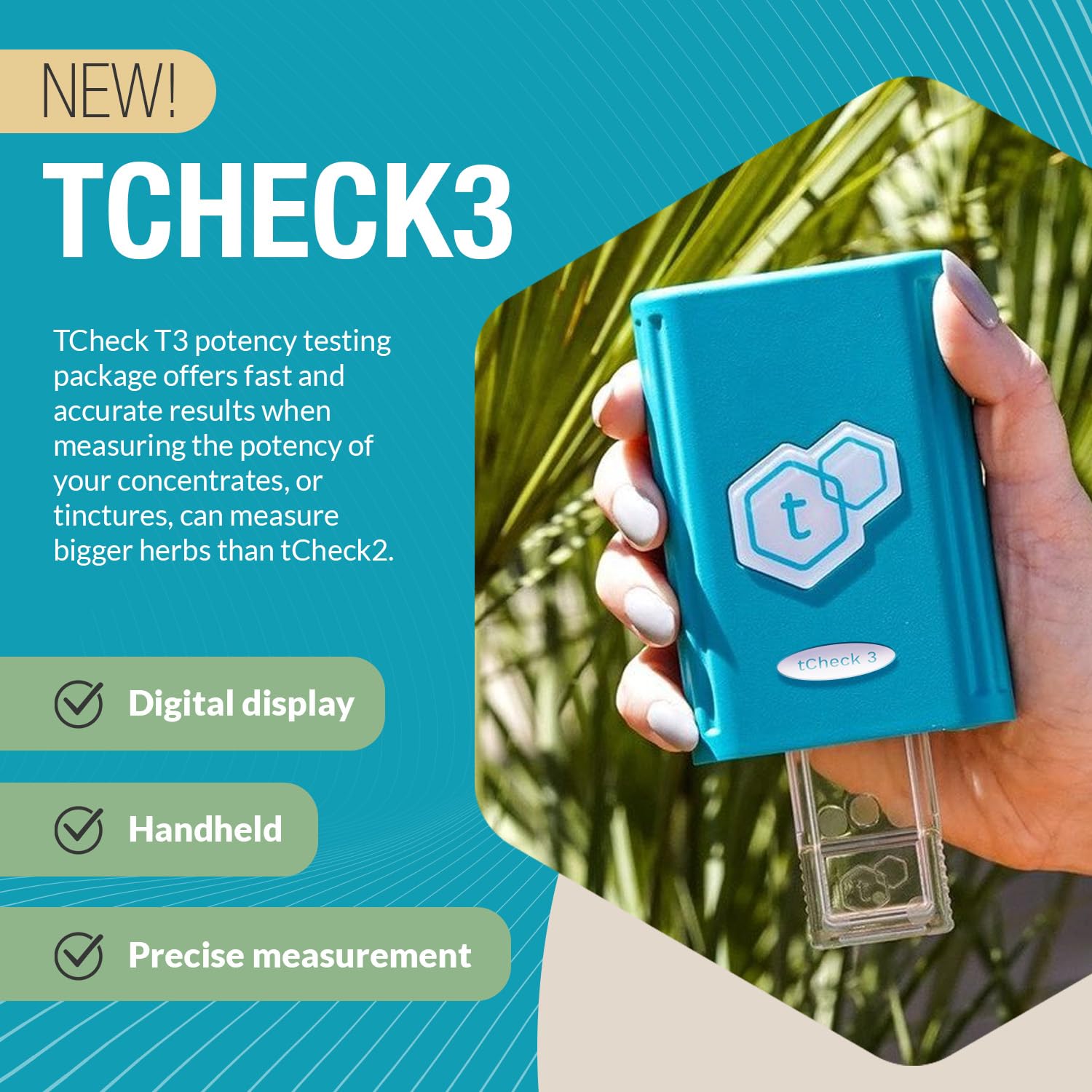 tCheck 3 Portable Potency Tester with Reusable Tray | UV Spectrometer for Accurate Potency Testing - Herbal Kit for Infusions, Edibles, Concentrates & Oils (Not for Flower Testing) Blue