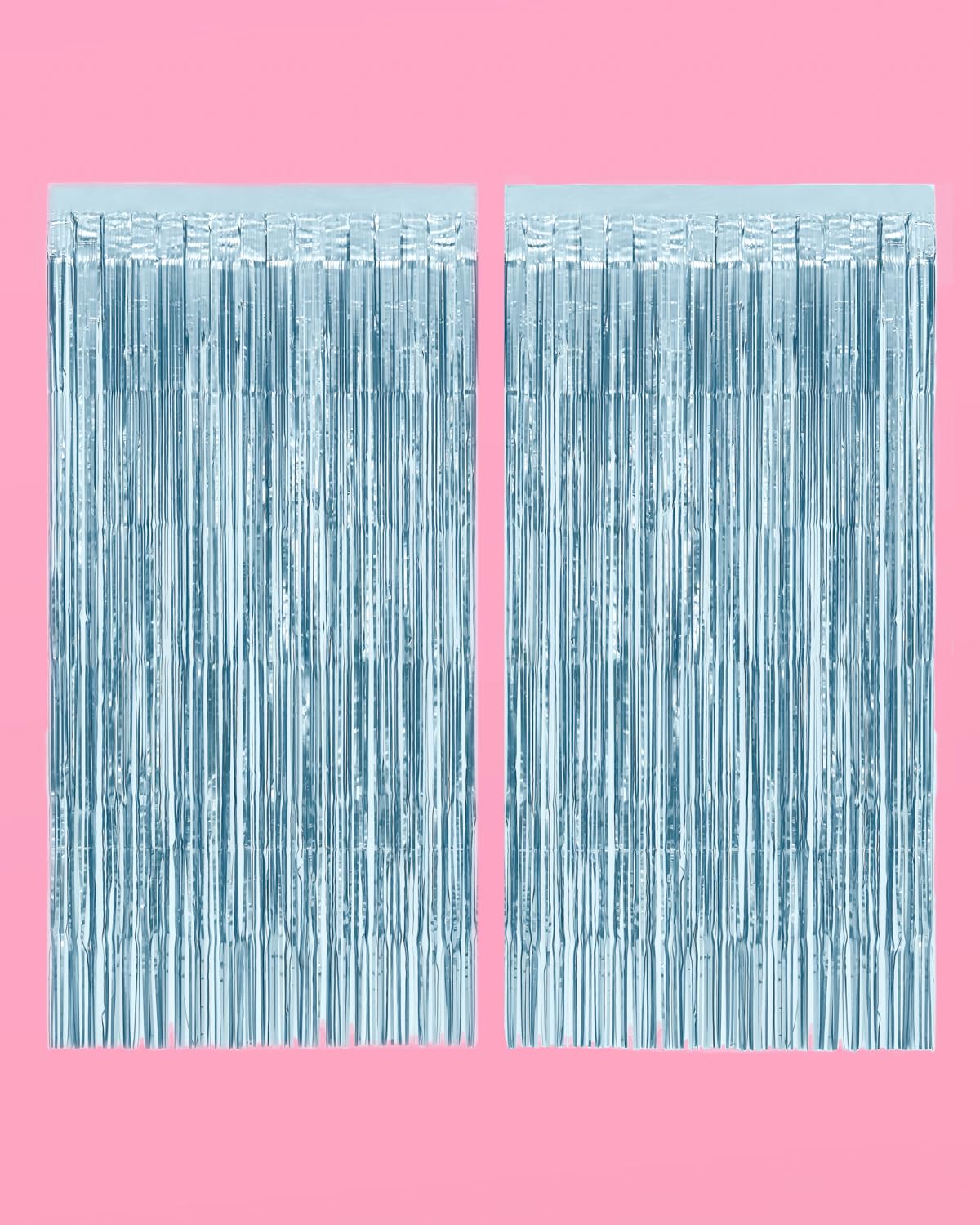 xo, Fetti Party Decorations Matte Blue Fringe Foil Curtain - Set of 2 | Bachelorette Bridal Shower Backdrop, Wedding, Birthday Photo Booth