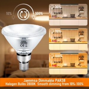 Jaenmsa PAR38 Halogen Flood Light Bulbs 90W 120V, 4Pcs Halogen PAR38 90W Light Bulbs Dimmable with E26 Base, 2800K Warm White, 1600 Lumens for Indoor and Outdoor