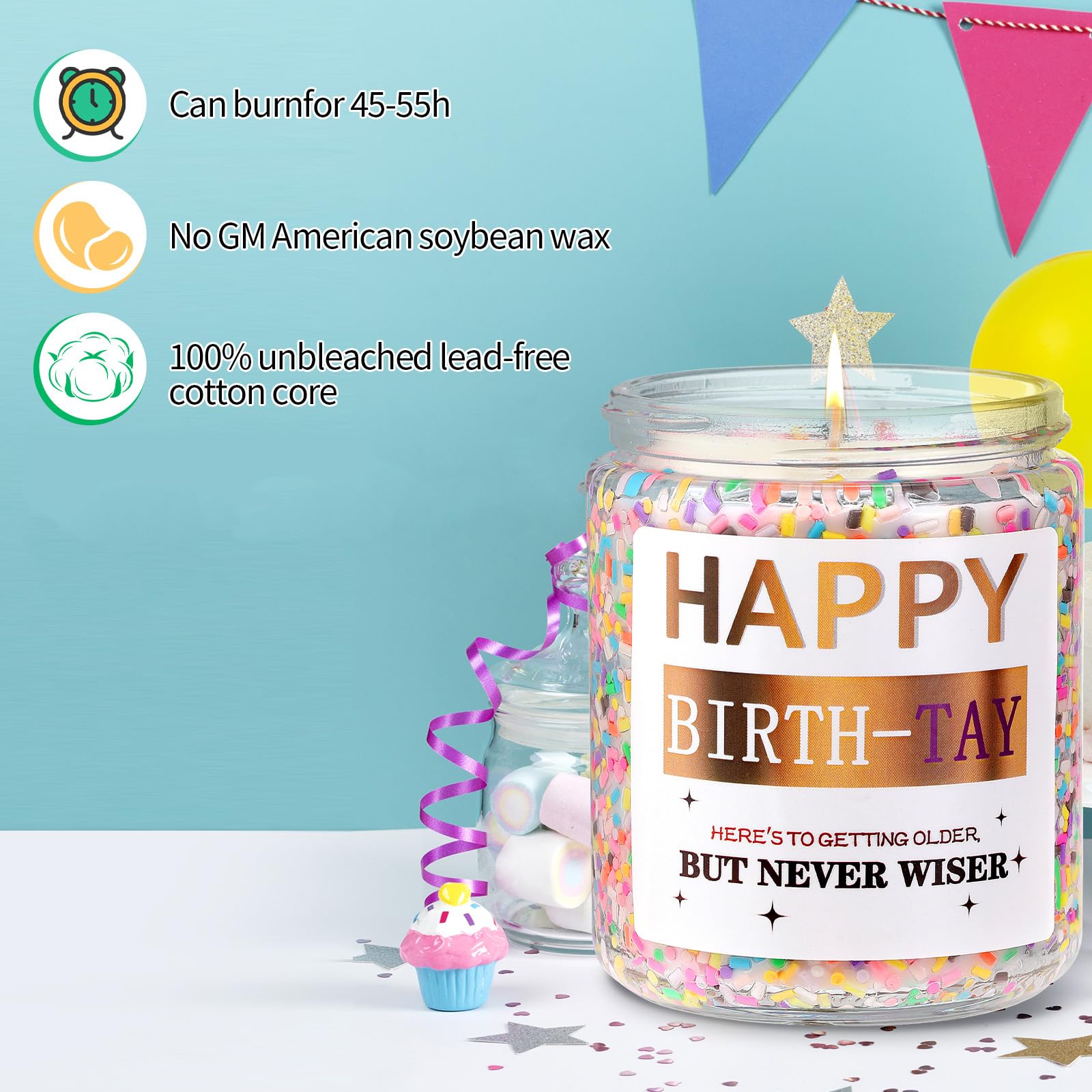 Sincerez Birthday Candle with Cake Scent -Birthday Gift/Party Decorations, Handcrafted, Long-Lasting 9oz Candle with Iconic Lyrics