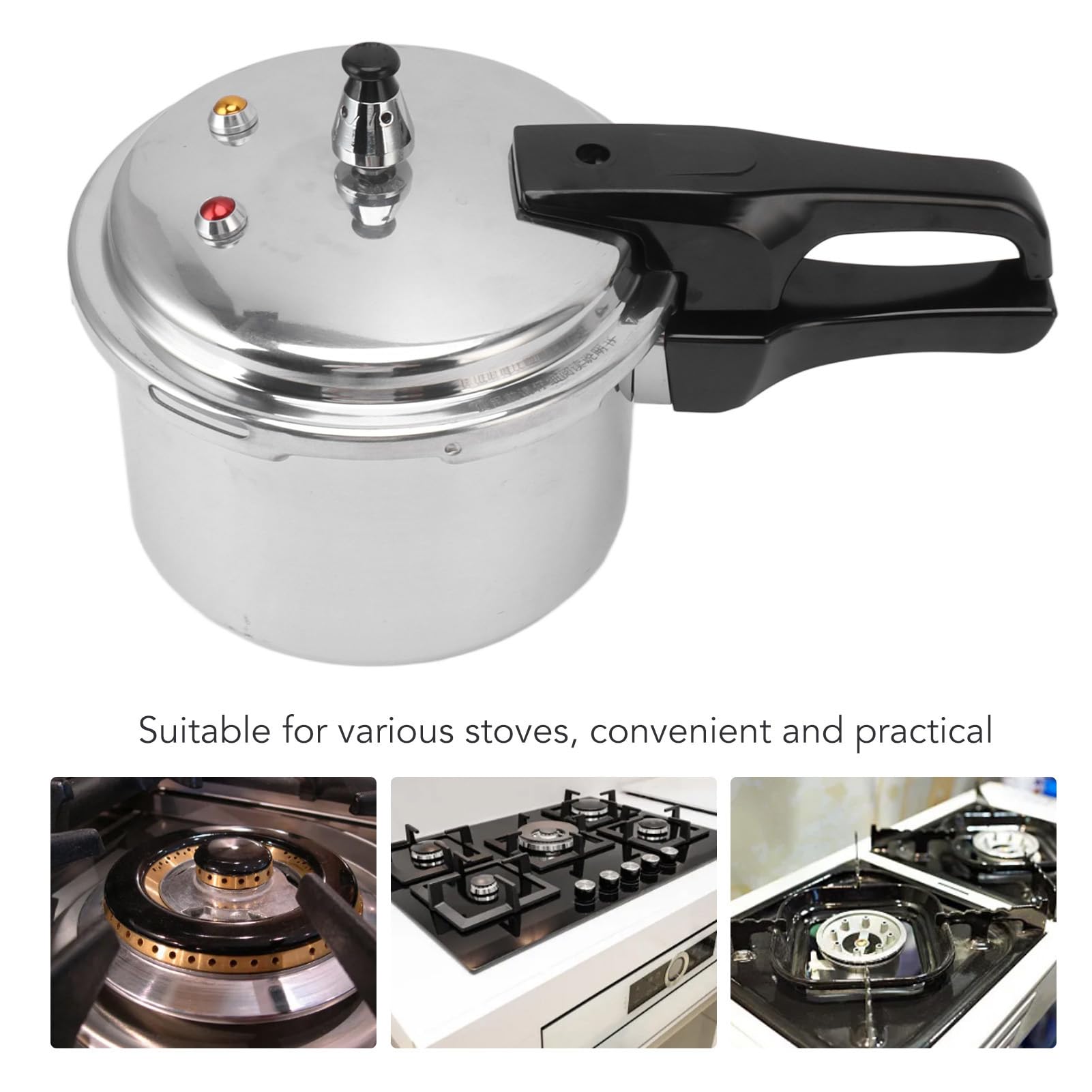 Miskall Pressure Cooker, 3 Liter Aluminum Alloy Pressure Cooker 18cm Bottom 3L Mini Pressure Cooker for Gas Stove