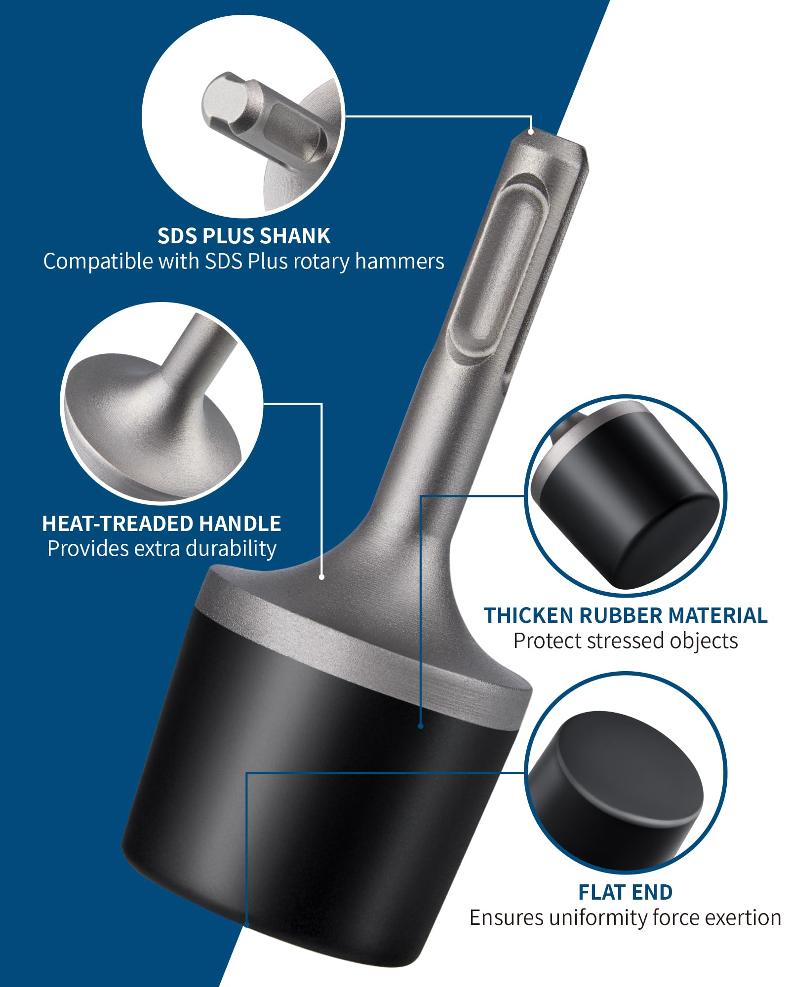 Radiator Vibrator Tool, Firecore Power Vibrating Rubber Hammer for SDS Plus Rotary Hammer Drill, Sewage Discharging Flushing, Vibrating Sludge Magnetite Accumulation Deposit for Radiator Pipe Cleaning