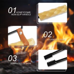 16'' Fireplace Tongs, Chiminea Tongs, Fire Tongs Firewood Grabber Tool with Scissor Shape Serrated, Log Claw Tongs for Bonfire Campfire Fire Pit Outdoor Indoor, Log Grabber Tongs Rustproof