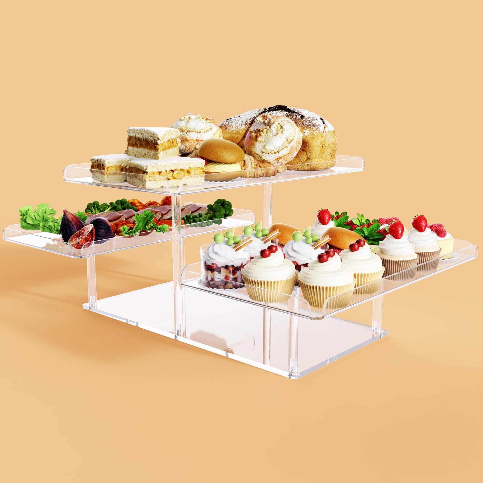 Upgraded! Bakzon Dessert Table Display Set, Acrylic Cupcake Buffet Dessert Risers Stands, Tier Serving Trays Holder for Weddings Baby Shower Tea Party