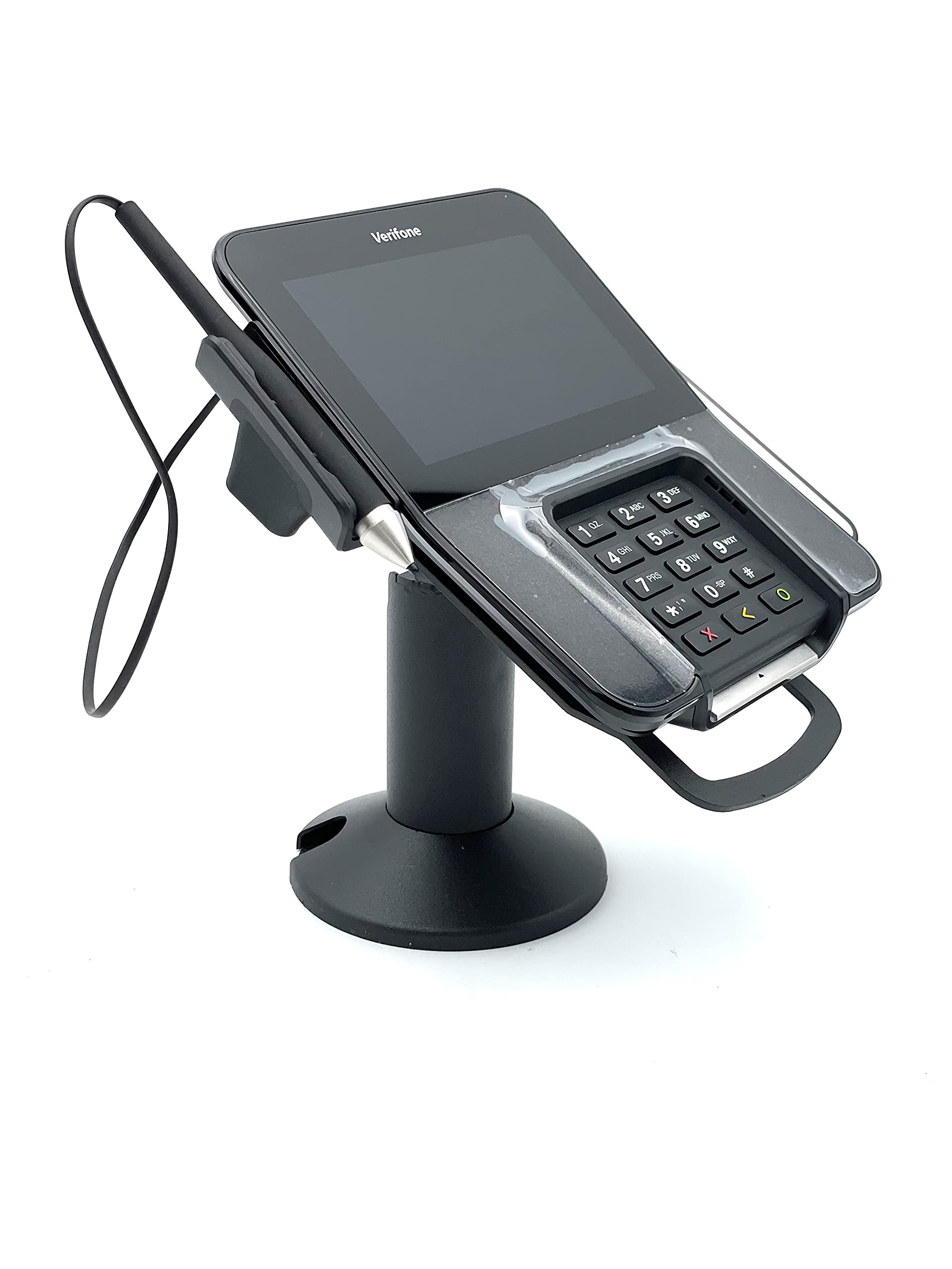 DCCStands Verifone M400/M440 Swivel and Tilt Low Profile 4" Terminal Stand, Screw-in and Adhesive, Black