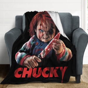 Childs Play Chucky Printed Flannel Blanket Lightweight Throw Blanket Ultra-Soft Micro Fleece Blanket Seasons Warm and Comfortable Plush BlanketTugeibec 30"x40"