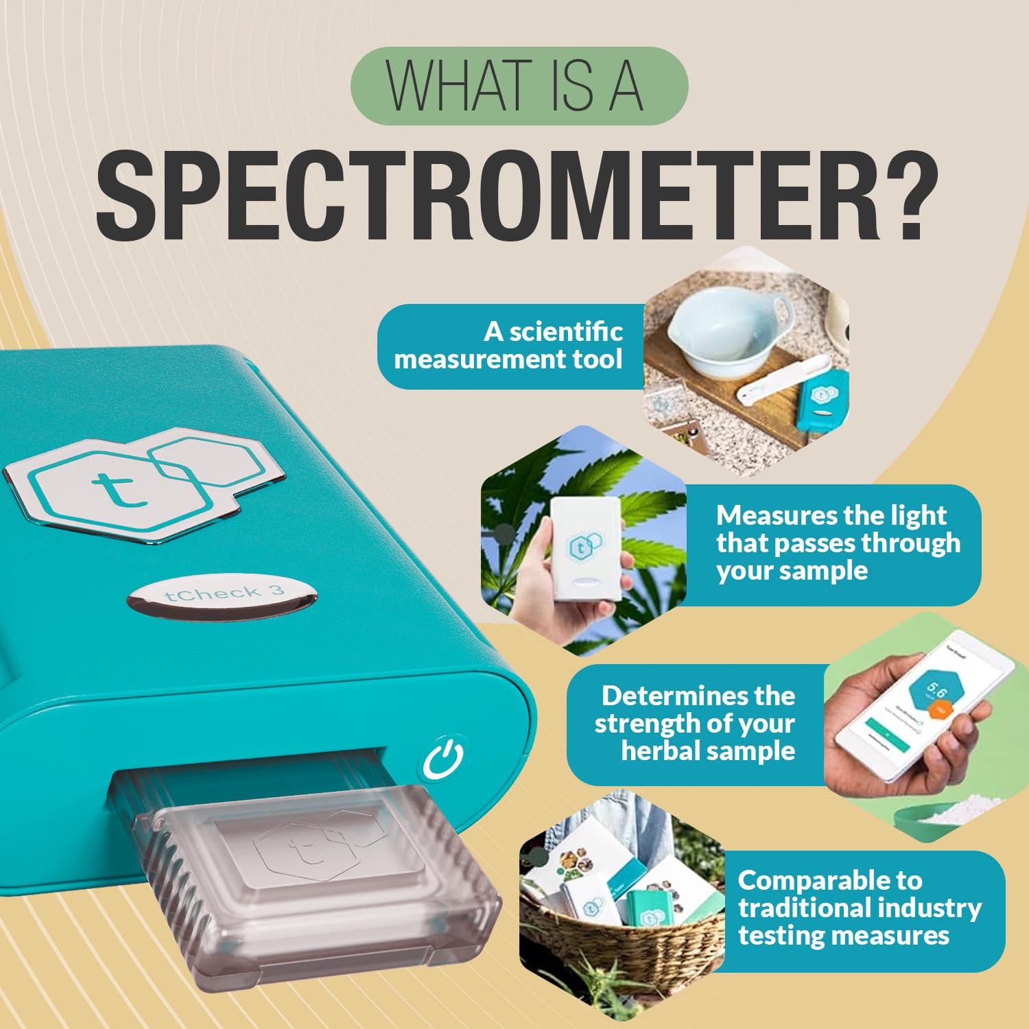 tCheck 3 Portable Potency Tester with Reusable Tray | UV Spectrometer for Accurate Potency Testing - Herbal Kit for Infusions, Edibles, Concentrates & Oils (Not for Flower Testing) Blue