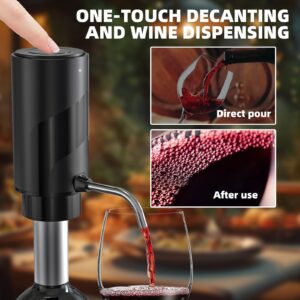 2024 New Wine Aerator Electric Wine Decanter Automatic Wine Aerator, One Touch Wine Dispenser Wine pourer with USB Rechargeable,Wine Lover for women&Men(Black-ABS)