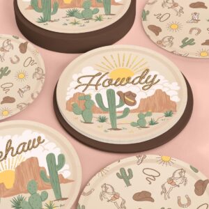 xo, Fetti Western Rodeo Paper Plates - 24 pk, 9" | Cowboy Birthday Party Decorations, Howdy Cowgirl Supplies, Yeehaw Western Baby Shower Favors, Wild West Theme Tableware