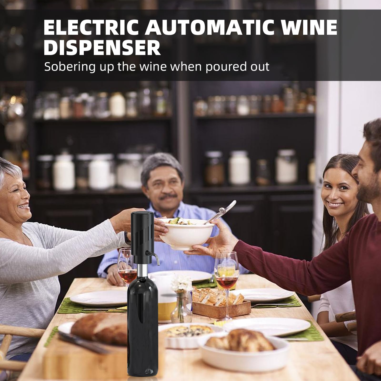 2024 New Wine Aerator Electric Wine Decanter Automatic Wine Aerator, One Touch Wine Dispenser Wine pourer with USB Rechargeable,Wine Lover for women&Men(Black-ABS)