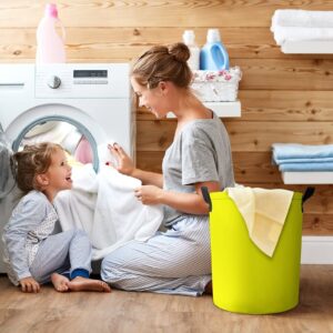 Large Laundry Hamper, Bag, Bright Yellow Solid Plain Collapsible Laundry Basket Dirty Clothes Washing Bin for College Dorm, Family Essentials