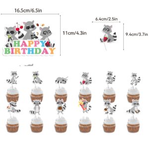 Raccoon Party Decorations Raccoon Birthday Party Supplies Includes Raccoon Birthday Banner Spirals Cake Topper Cupcake Toppers Balloons For Woodland Raccoon Birthday Party Baby Shower Decorations