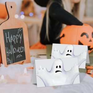 2.1x 3.5 In Place Cards for Halloween, Scored for Easy Folding, Floral and Skeleton Seating Cards, Table Tent Style Name Cards for Dinner Reception, Buffet Banquets, Happy Halloween Decorations -06