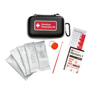 Fentanyl Test Strip Opioid Overdose Prevention Kit | Includes 5 Fentanyl Test Strips for Pills, Powders & Liquids + Naloxone Carry Case + Mixing Container + 10mg Spoon and Instructions (1)