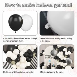 Black and White Balloon Arch, Balloon Garland Black White with Matte Black and White Latex Balloons, Black and White Balloon Arch Kit for Birthday, Baby Shower, Wedding, Graduation Party Decorations