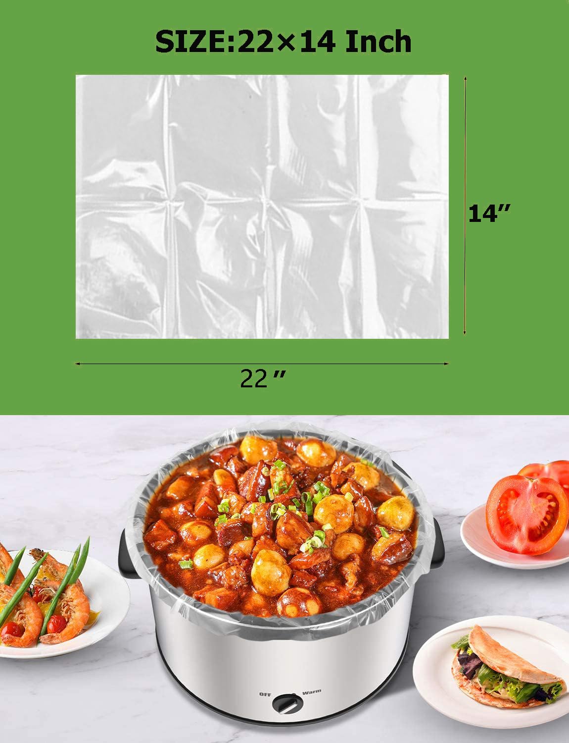 30×Slow Cooker Liners and Cooking Bags, Extra Large Cooking Liner Disposable Pot Bags, Fit 6QT to 10QT for Slow Cooker, Oval & Round Pot 14"x 22" /Bag