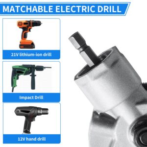 SauHandi Electric Drill Plate Cutter Attachment,Sheet Metal Cutter with Adapter,Metal Nibbler Drill Attachment, Electric Drill Shears for Cutting Color Steel Tiles,Iron, White Sheet, Steel, Aluminum.