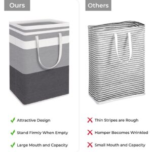 2 Pack Large Laundry Basket,Waterproof, Freestanding Laundry Hamper, Collapsible Clothes Hamper with Extended Handles for Clothes in The Dorm and Family (A)