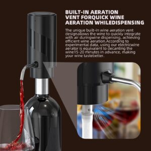 2024 New Wine Aerator Electric Wine Decanter Automatic Wine Aerator, One Touch Wine Dispenser Wine pourer with USB Rechargeable,Wine Lover for women&Men(Black-ABS)