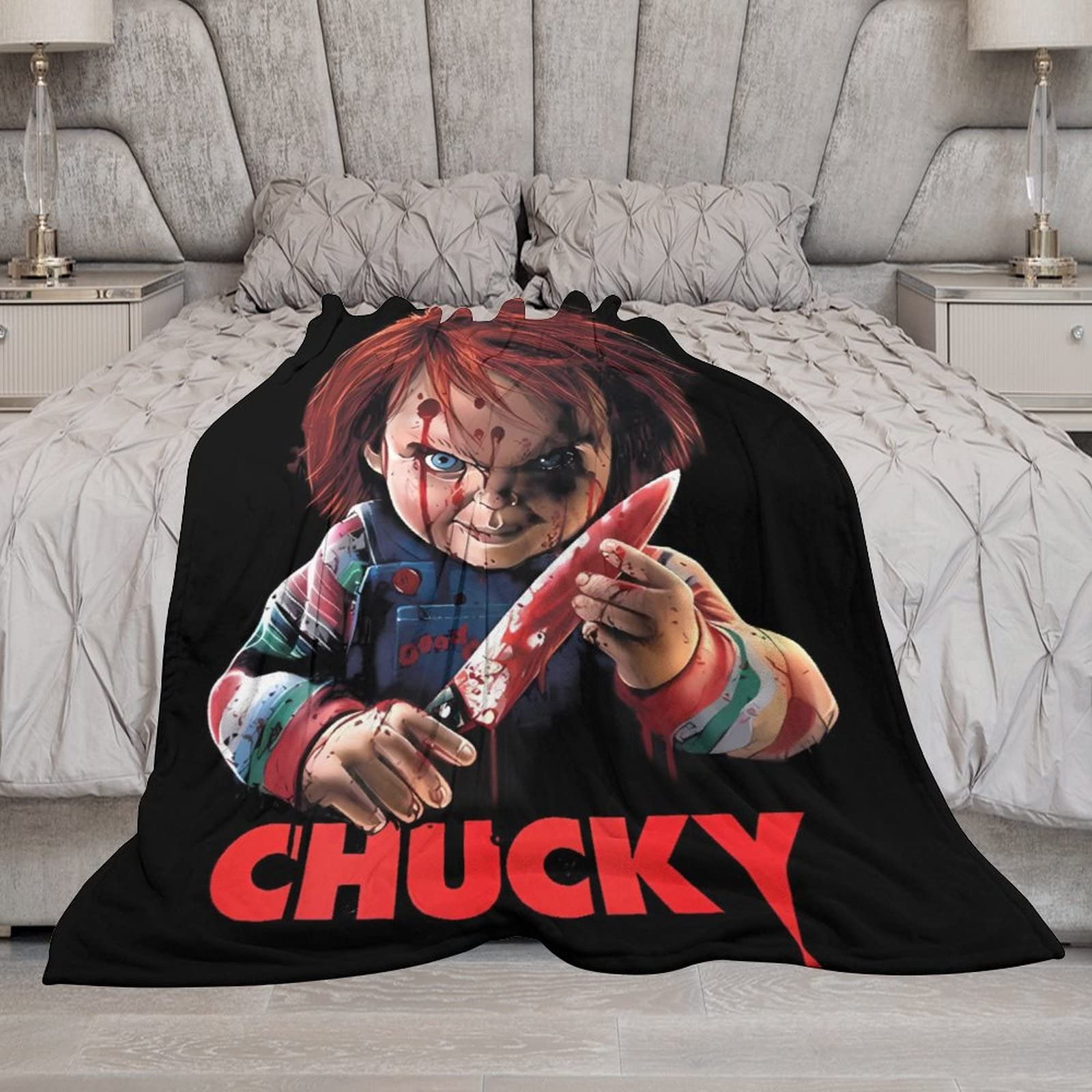 Childs Play Chucky Printed Flannel Blanket Lightweight Throw Blanket Ultra-Soft Micro Fleece Blanket Seasons Warm and Comfortable Plush BlanketTugeibec 30"x40"