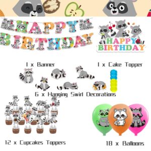 Raccoon Party Decorations Raccoon Birthday Party Supplies Includes Raccoon Birthday Banner Spirals Cake Topper Cupcake Toppers Balloons For Woodland Raccoon Birthday Party Baby Shower Decorations