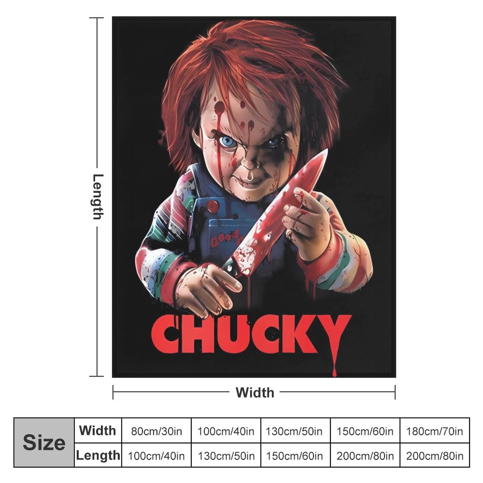 Childs Play Chucky Printed Flannel Blanket Lightweight Throw Blanket Ultra-Soft Micro Fleece Blanket Seasons Warm and Comfortable Plush BlanketTugeibec 30"x40"