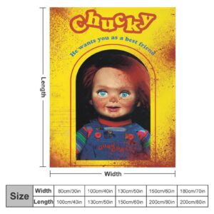 Childs Play Chucky Printed Flannel Blanket Lightweight Throw Blanket Ultra-Soft Micro Fleece Blanket Seasons Warm and Comfortable Plush BlanketTugeibec 30"x40"