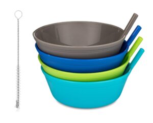 quiet book club cereal bowls with straws for kids bowls with straw for cereal childrens bowls with straw built in for kids plastic straw bowls for toddlers dishwasher safe bpa free for boys