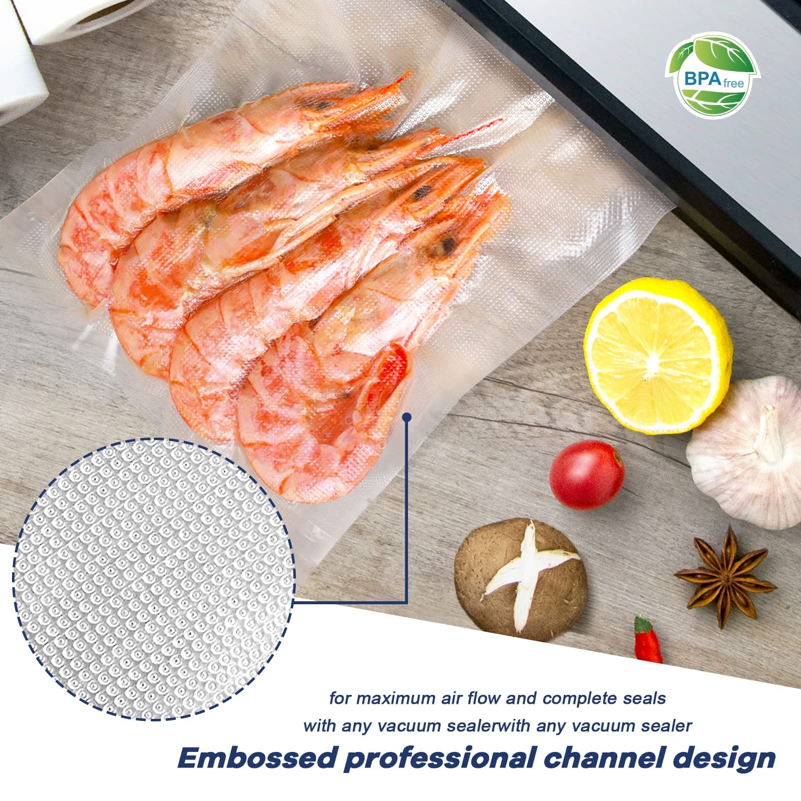 Deefre Vacuum Sealer Bags, 8"x120' Commercial Grade Food Saver Bags for Seal a Meal, BPA Free, Heavy Duty, Great for vac Storage, Meal Prep or Sous Vide