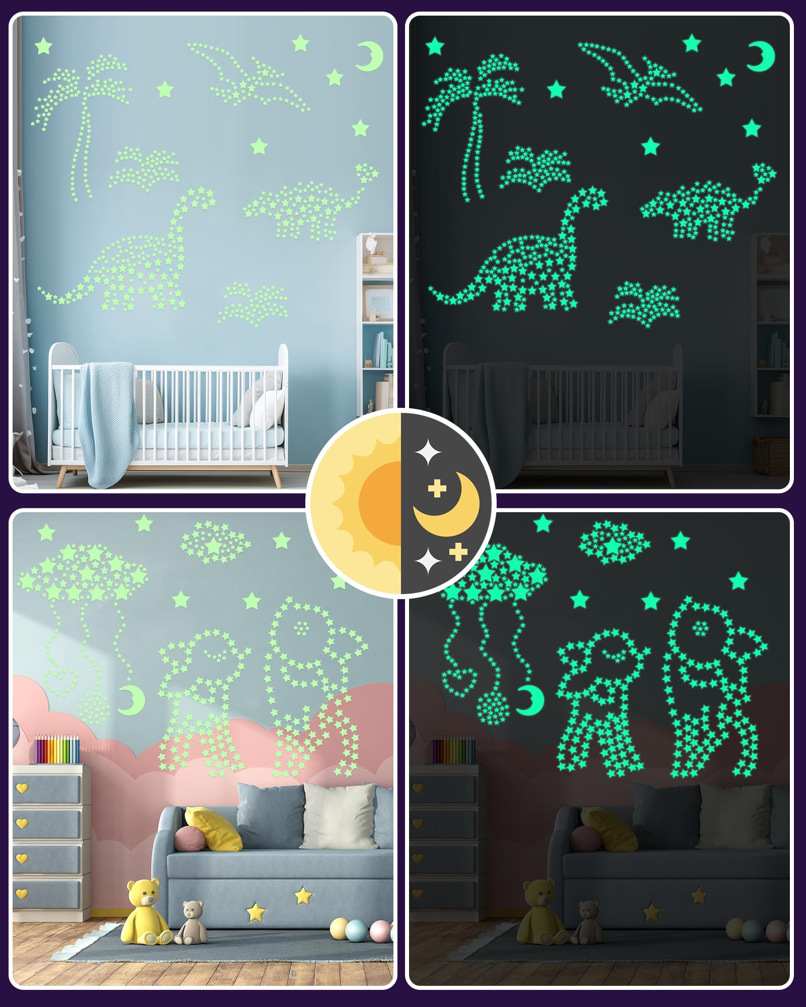 Greingways 201 Pcs Glow in The Dark Stars Stickers for Ceiling Bedroom, Stocking Stuffers for Kids Ages 2-4, 3-5, 4-8, 8-12, Kids Wall Room Decor Toddler Stocking Stuffers for Boys Girls