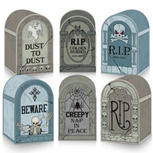 perkoop 24 pcs halloween tombstone bags trick or treat candy goody boxes halloween paper gift box tombstone treat bags for kids party favors snacks cookies party supplies halloween decorations