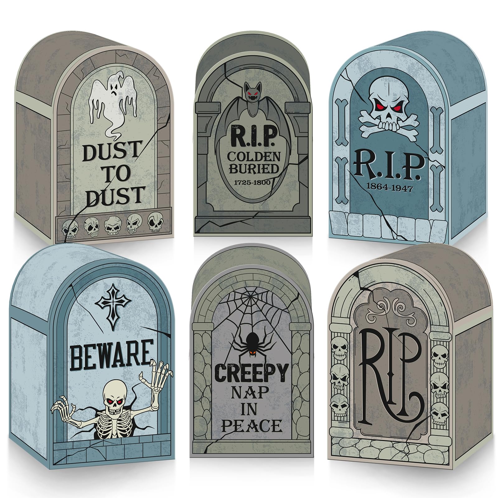 PerKoop 24 Pcs Halloween Tombstone Bags Trick Or Treat Candy Goody Boxes Halloween Paper Gift Box Tombstone Treat Bags for Kids Party Favors Snacks Cookies Party Supplies Halloween Decorations