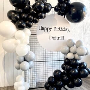 Black and White Balloon Arch, Balloon Garland Black White with Matte Black and White Latex Balloons, Black and White Balloon Arch Kit for Birthday, Baby Shower, Wedding, Graduation Party Decorations