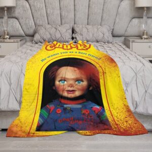 Childs Play Chucky Printed Flannel Blanket Lightweight Throw Blanket Ultra-Soft Micro Fleece Blanket Seasons Warm and Comfortable Plush BlanketTugeibec 30"x40"