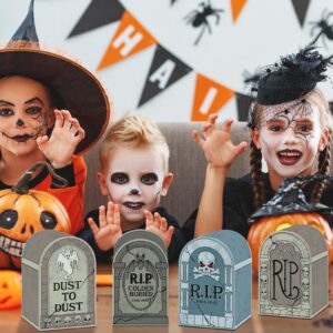 PerKoop 24 Pcs Halloween Tombstone Bags Trick Or Treat Candy Goody Boxes Halloween Paper Gift Box Tombstone Treat Bags for Kids Party Favors Snacks Cookies Party Supplies Halloween Decorations