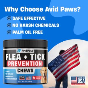 Natural Flea and Tick Prevention for Dogs - Dog Flea and Tick Treatment Chewable - Safe Flea Treatment Dogs of All Breeds & Ages - Flea Chews for Dogs - Flea Pills for Dogs for Dog Flea & Tick Control