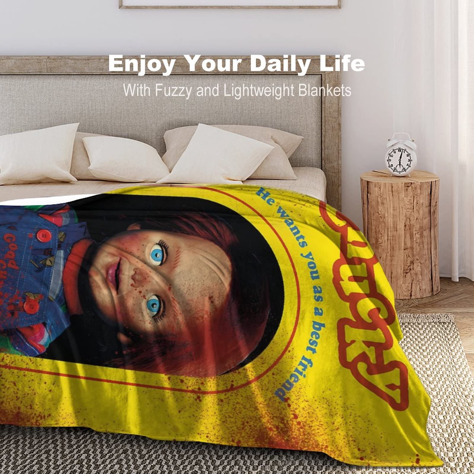 Childs Play Chucky Printed Flannel Blanket Lightweight Throw Blanket Ultra-Soft Micro Fleece Blanket Seasons Warm and Comfortable Plush BlanketTugeibec 30"x40"