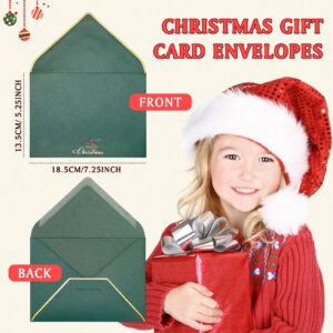 Cholemy 200 Pcs Christmas Envelopes Gift Greeting Card Envelopes 5'' x 7'' V Flap Foil Border Invitation Envelopes for Note Business Card Wedding Baby Shower Graduation(Green)