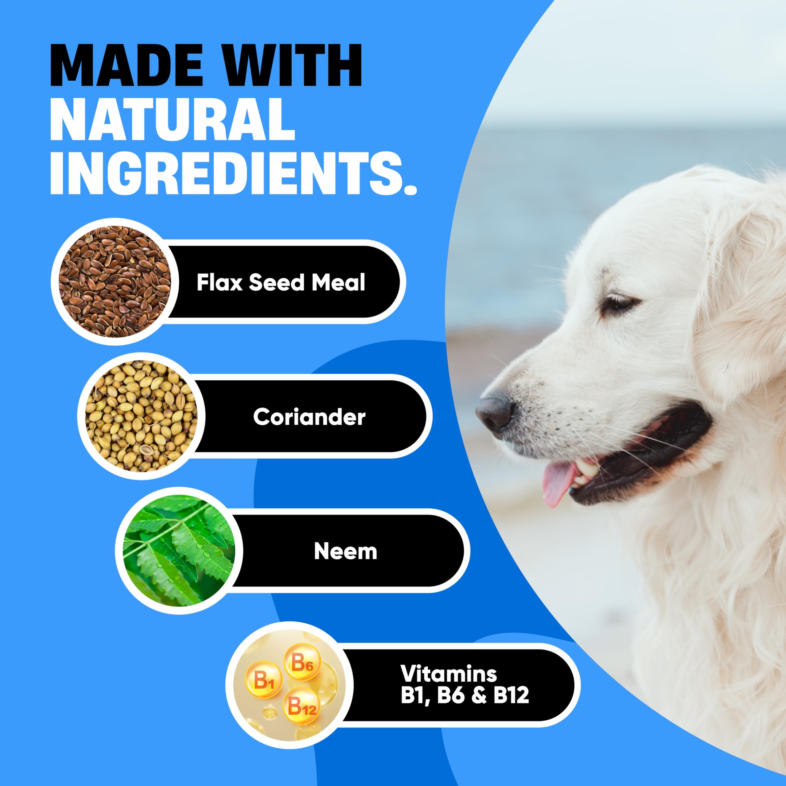 Natural Flea and Tick Prevention for Dogs - Dog Flea and Tick Treatment Chewable - Safe Flea Treatment Dogs of All Breeds & Ages - Flea Chews for Dogs - Flea Pills for Dogs for Dog Flea & Tick Control