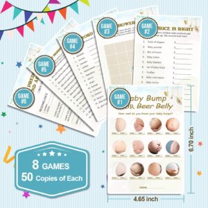 OLOUTAB Baby Shower Games Set-8 Games,Fun and Easy to Play,Includes Baby Shower Bingo,Price is Right,Guess Who Mommy or Daddy,Word Scramble,Prediction and Advice,How Big is Mommys Belly,Pacifier Hunt