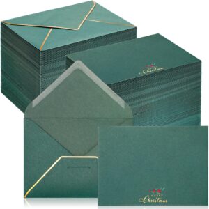 cholemy 200 pcs christmas envelopes gift greeting card envelopes 5'' x 7'' v flap foil border invitation envelopes for note business card wedding baby shower graduation(green)