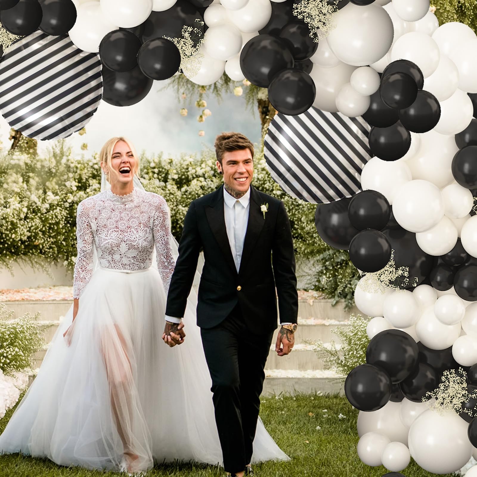 Black and White Balloon Arch, Balloon Garland Black White with Matte Black and White Latex Balloons, Black and White Balloon Arch Kit for Birthday, Baby Shower, Wedding, Graduation Party Decorations