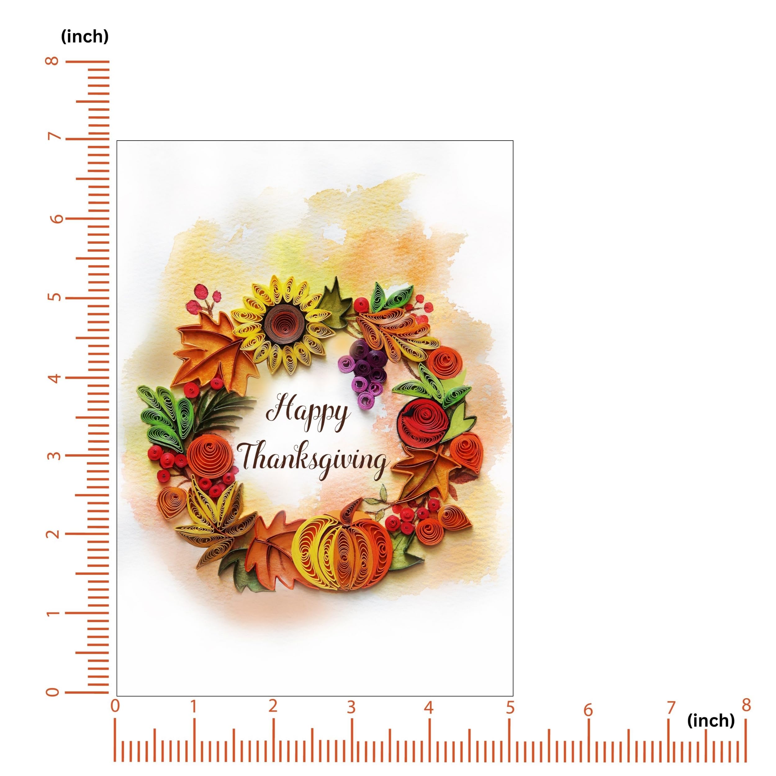 QUILLCRAFT Thanksgiving Colorful Greeting Card, Happy Thanks Giving, Fall Autumn Artful Watercolor Card, Quilling Quilled Card for Thanksgiving for Men and Women, Him and Her (Thanks Giving)