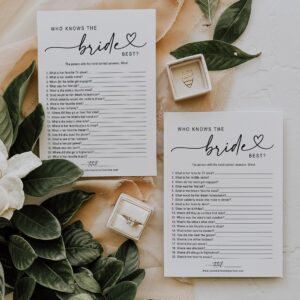 Your Main Event Prints Bridal Shower Games Who Knows The Bride Best, Fun Activities for Weddings, Bridal Showers and Bachelorette Parties (White)