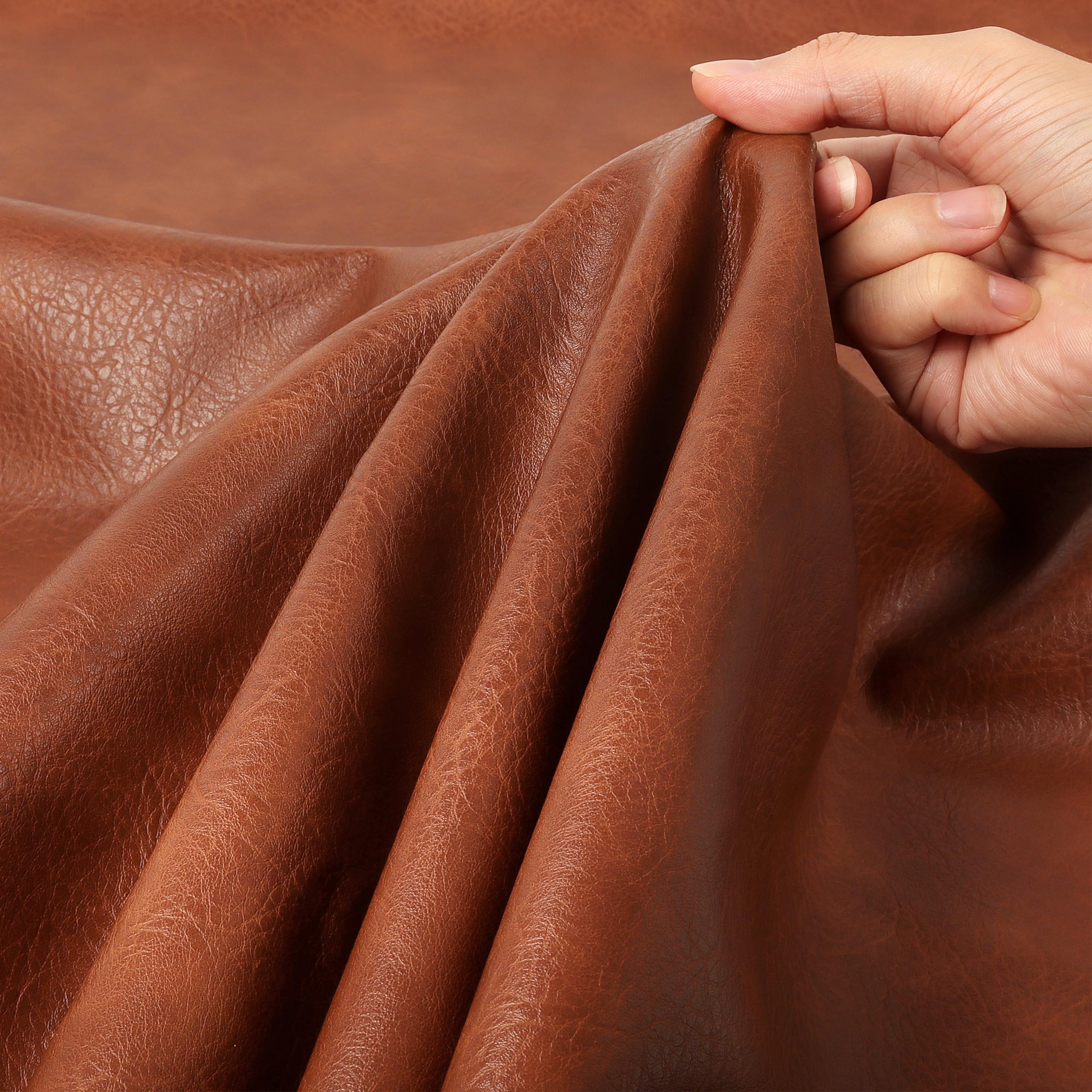 Brown Upholstery Faux Leather Sheets: LOTOFUN 52"x36" Red Distressed Bark PU Artificial Leatherette Vegan Synthetic Pleather Fabric by The Yard for DIY Crafts