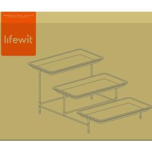 Lifewit 3 Tier Plastic Serving Tray for Party Supplies, 12" x 6.5" Platters for Serving Food, White Reusable Trays with Black Metal Display Stand for Veggie, Fruit, Cookies, Dessert